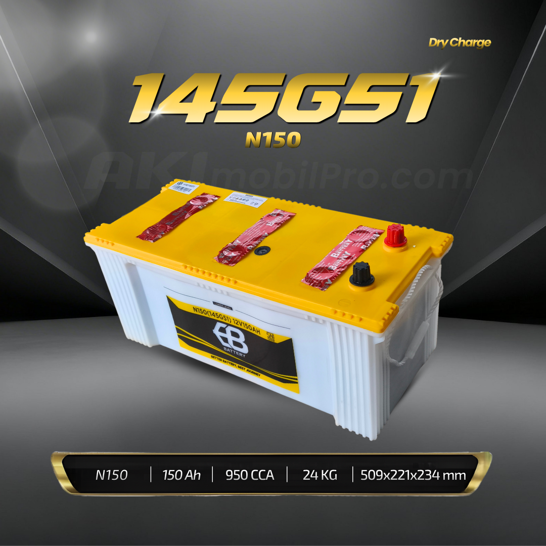 Aki Basah N150 150Ah 145G51 Murah untuk Truk Bus Genset Alat Berat Kapal Laut