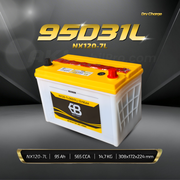 Aki Basah EB NX120-7L (95D31L) 95Ah Murah untuk Mitsubishi Pajero Sport Toyota Fortuner Diesel Innova