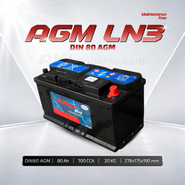 Aki AGM Emtrac DIN80 LN3 80Ah Murah untuk Innova Reborn Diesel Mercedes C200 Peugeot BMW