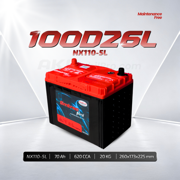 Aki Kering Emtrac NX110-5L 100D26L Murah untuk Pajero Sport Dakar Innova Diesel Fortuner