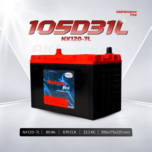 Aki Kering Emtrac NX120-7L 105D31L Berat 22,5kg Murah untuk Pajero Sport Land Cruiser Strada