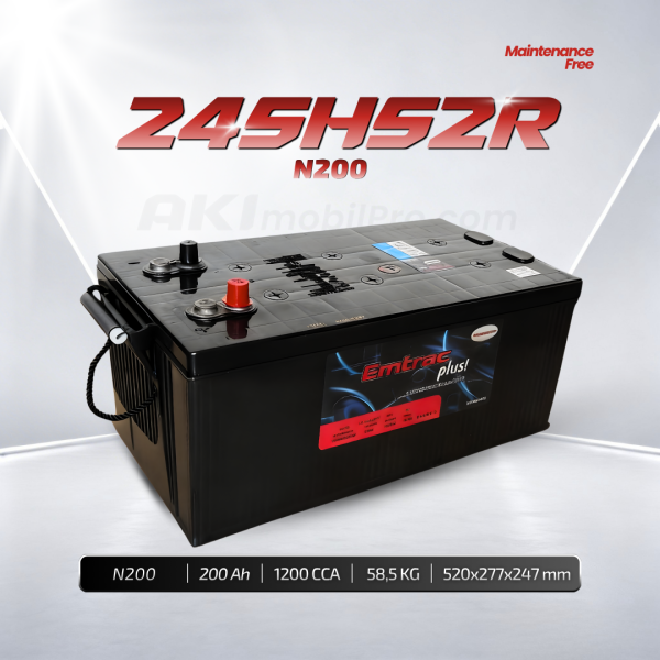 AKI KERING MOBIL EMTRAC PLUS N200 (245H52R) | Aki Mobil KENDARAAN BERAT Maintenace Free