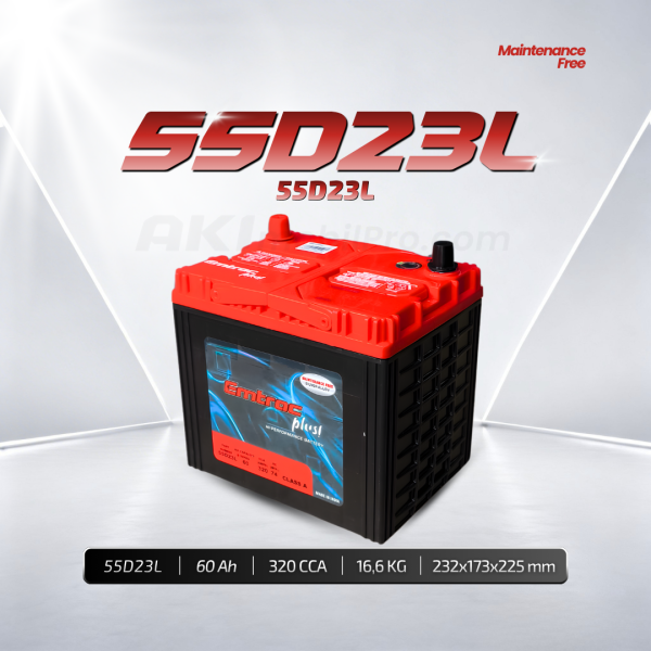 Aki Kering Emtrac 55D23L Upgrade 60Ah Murah untuk Innova Camry X-Trail