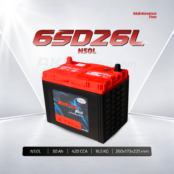 Aki Kering Emtrac NS70L 65D26L 50Ah Silver Alloy Murah untuk Toyota Camry Nissan X-Trail Innova