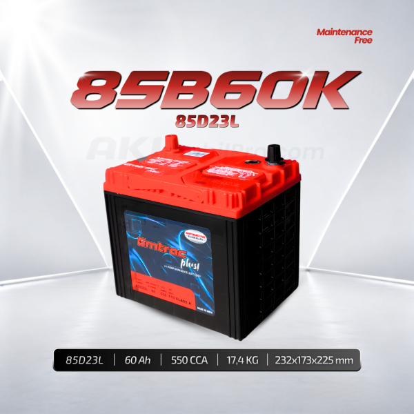 Aki Kering Emtrac 85D23L Upgrade 60Ah Murah untuk Toyota Innova Reborn Camry Nissan X-Trail