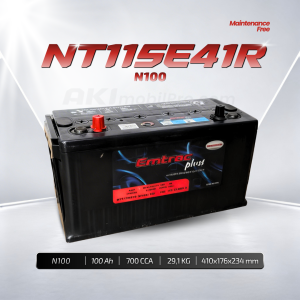 Aki Kering Emtrac N100 NT115E41R 100Ah Murah untuk Alat Berat Genset Kapal Taft Diesel Truk Hino
