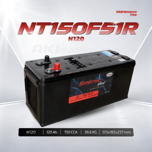 Aki Kering MF N120 NT150F51R 120Ah Murah untuk Truk Mercedes Benz Genset Alat Berat Kapal