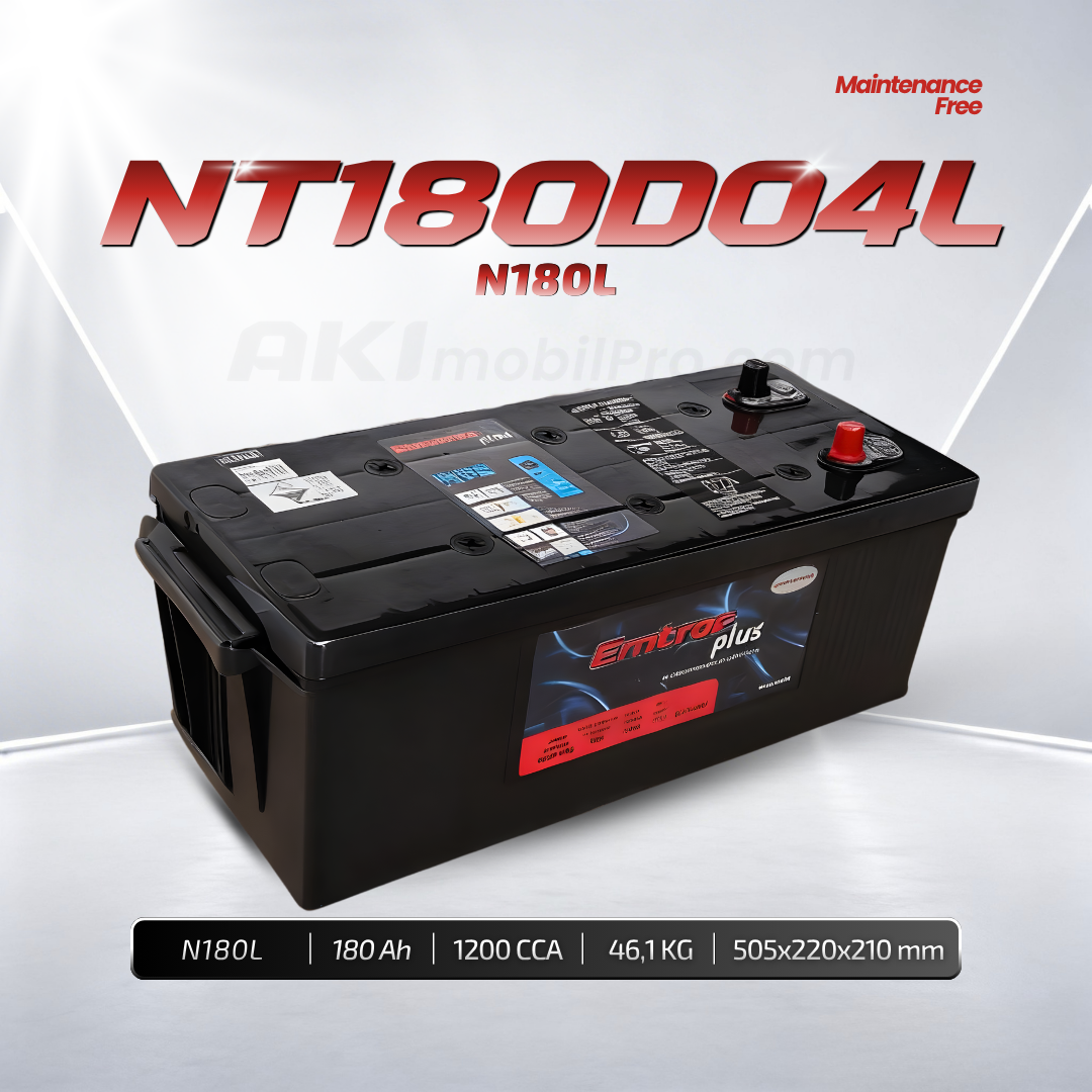 Aki Kering N180L 180Ah NT180D04L Murah untuk Truk Mercedes Benz Genset Forklift Alat Berat