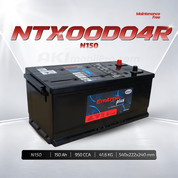Aki Kering N150 150Ah NTX00D04R Murah untuk Truk Mercedes Benz Genset Alat Berat Forklift