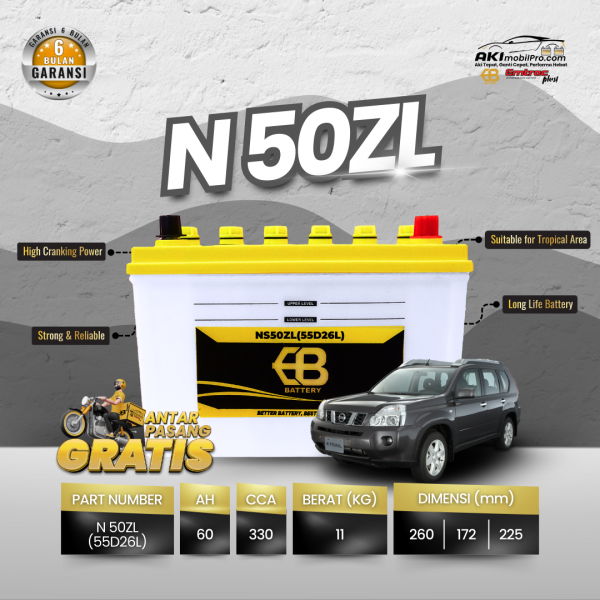Aki Basah EB N50ZL Murah untuk Toyota Innova Camry Honda Accord Nissan X-Trail