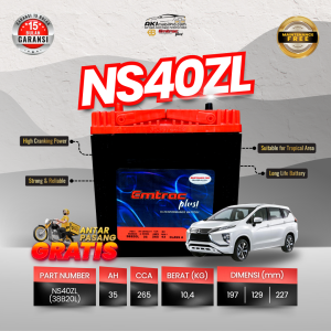 Aki Kering Emtrac NS40ZL Silver Alloy untuk Honda Brio Jazz Toyota Agya Daihatsu Ayla