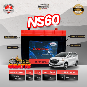 Aki Kering Emtrac NS60 Silver Alloy untuk Toyota Avanza Rush Mitsubishi Xpander Suzuki Ertiga