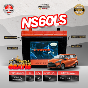 Aki Kering Emtrac NS60LS Silver Alloy CCA 480 untuk Innova CRV Yaris