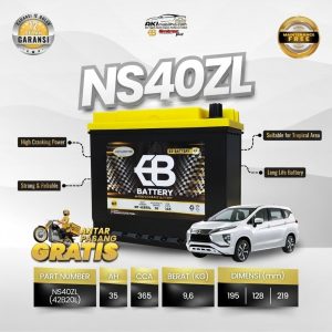 Aki Kering EB NS40ZL 35Ah Maintenance Free untuk Brio Calya Xpander Sigra
