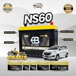 Aki Kering EB Battery MF NS60 45Ah Murah untuk Toyota Avanza Daihatsu Xenia Terios Rush