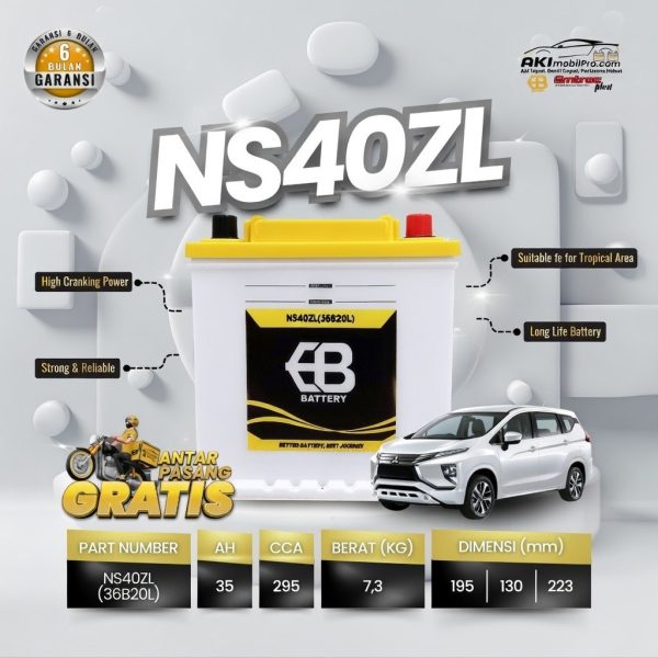 Aki Basah EB Battery NS40ZL (35Ah) Murah untuk Toyota Agya Daihatsu Ayla Honda Brio Calya Sigra - Aki Mobil Pro