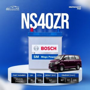 Aki Kering Bosch NS40ZR (40B19R) Maintenance Free Mega Power - German Technology untuk Avanza, Xenia, Gran Max, Rush - Aki Mobil Pro