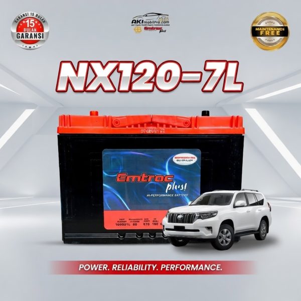 Aki Kering Emtrac NX120-7L 105D31L Berat 22,5kg Murah untuk Pajero Sport Land Cruiser Strada