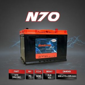 Aki Kering Emtrac N70 95D31R Berat 21,8kg Murah untuk Mitsubishi L300 Diesel Kuda Diesel