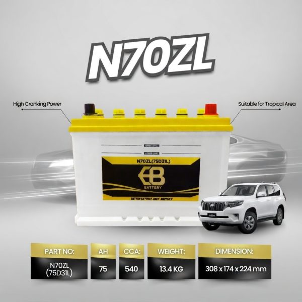 Aki Basah EB N70ZL 75D31L Murah untuk Mitsubishi Pajero Sport Land Cruiser