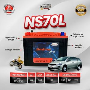 Aki Kering Emtrac NS70L (95D26L) Murah untuk Pajero Sport Fortuner Bensin Land Cruiser