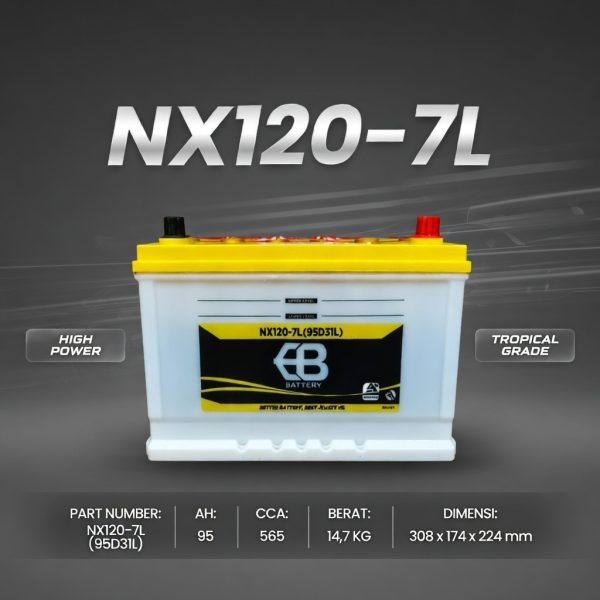 Aki Basah EB NX120-7L (95D31L) 95Ah Murah untuk Mitsubishi Pajero Sport Toyota Fortuner Diesel Innova