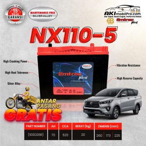 Aki Kering Emtrac NX110-5R 100D26R Murah untuk Isuzu Panther Elf Truk Canter