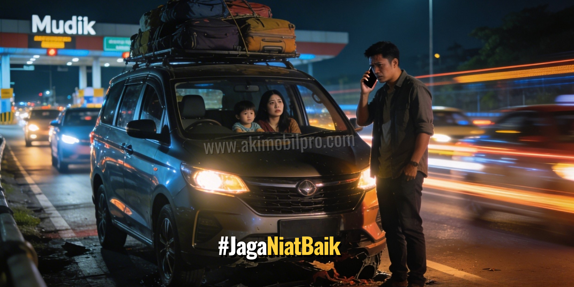 Teknisi AkiMobilPro sedang mengecek dan mengganti aki mobil yang soak sebagai persiapan mudik Lebaran 2026.
