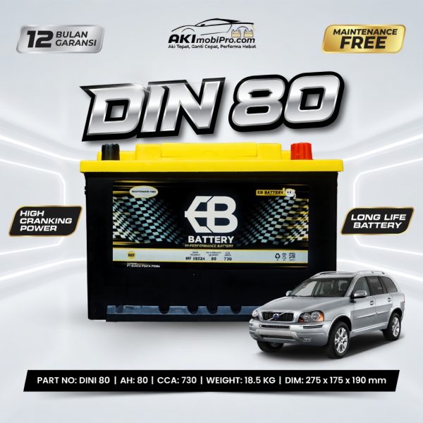 Aki Kering EB DIN80 58024 CCA 730 Murah untuk Innova Reborn Diesel Fortuner VRZ BMW