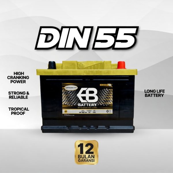 Aki Kering EB DIN55 55559 CCA 630 Murah untuk Innova Reborn Bensin Chevy Spin Ioniq 5